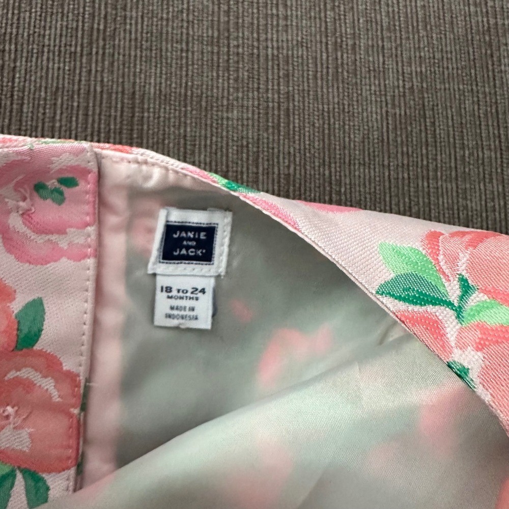 Janie and Jack Floral Party Dress Toddler 18-24 Months Pink Excellent Bow Detail - Picture 2 of 6